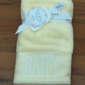 New Rae Dunn by Magenta Light Yellow Happy Spring Hand Towel Set